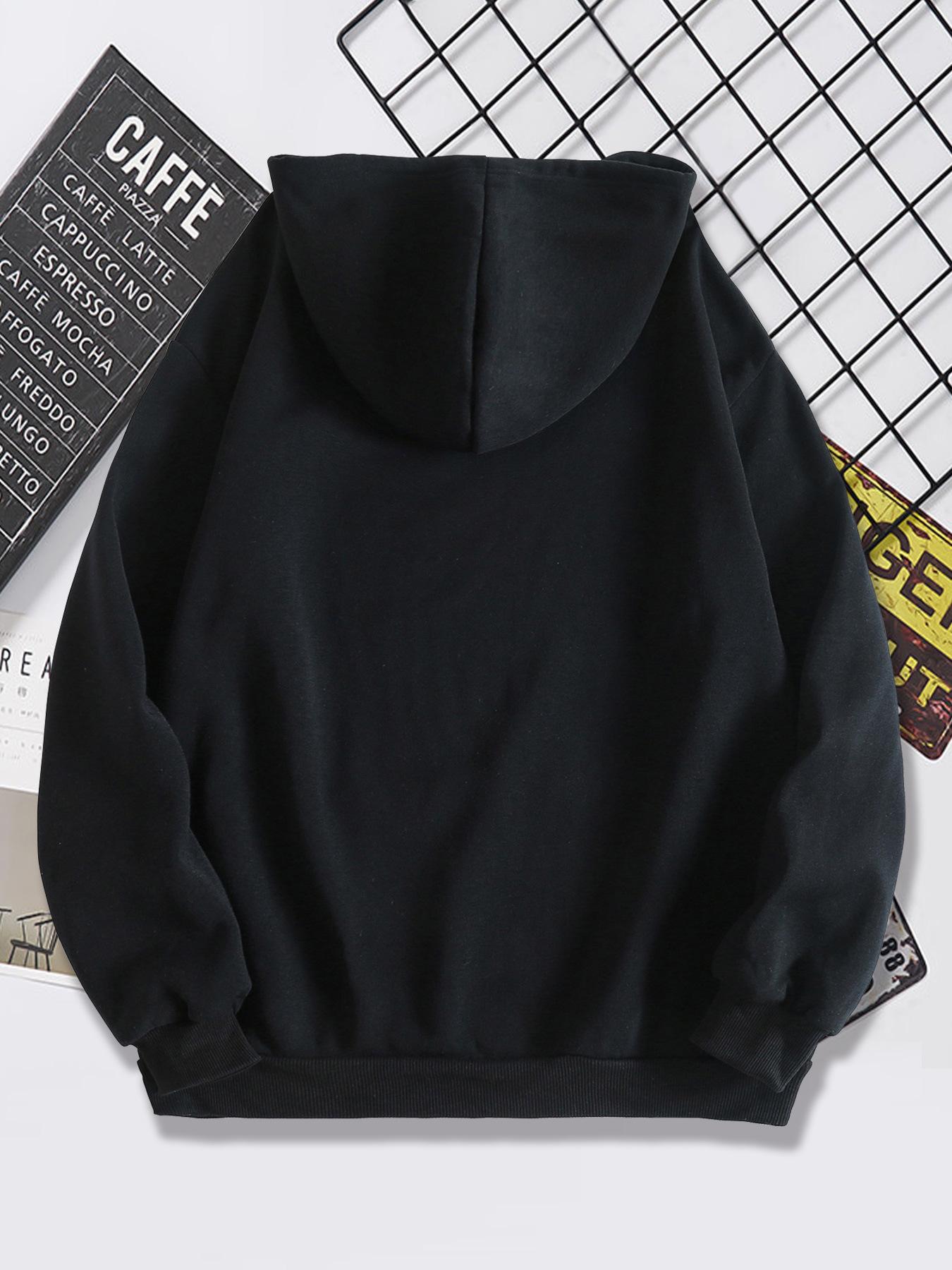 

European and American loose printed back wrap collar plus fleece sweatshirt hooded female student design sense is versatile S