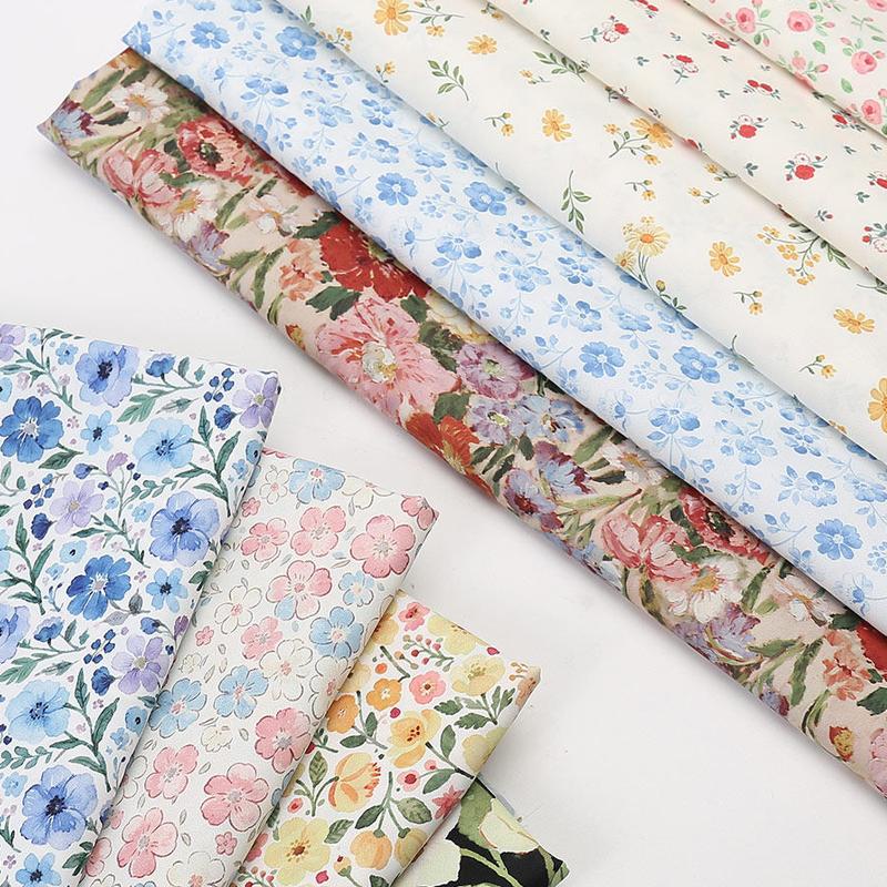 0.5m/2m Non Transparent Floral Chiffon Fabric for Sewing Summer Skirts Dresses Children's Clothing Rural Style Clothing Fabric
