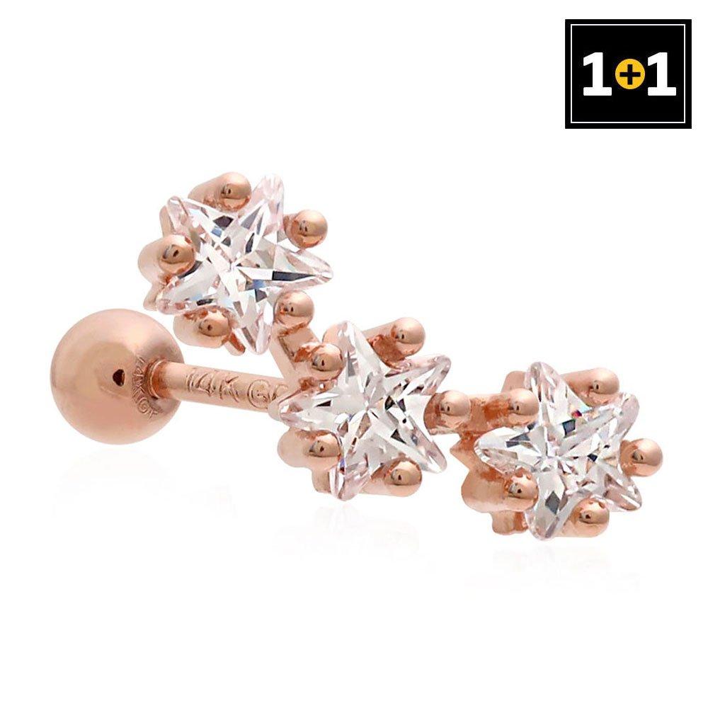 [1+1] 14K Gold-Filled Pin Bling Star Piercing (Single Side Sold)