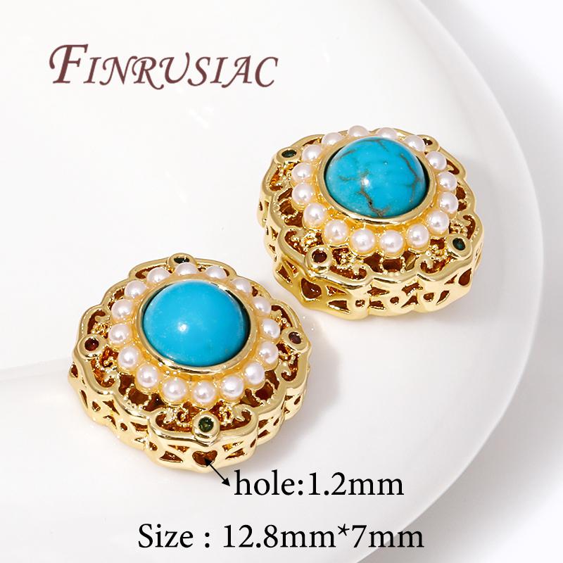 

18K Gold Plated Brass with Pearl Spacer Bead For Bracelets Making,Separators For Beads,Metal Beads For Jewelry DIY Accessories 1 piece