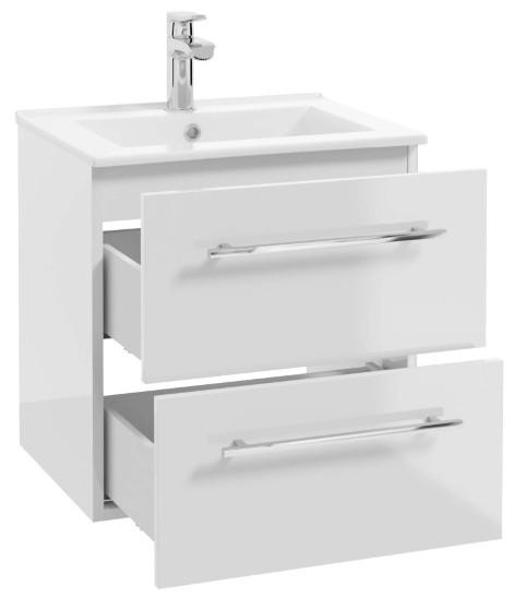 Bathroom Cabinet with Sink 50 Cm, Hanging, White, Soft-close Pinia