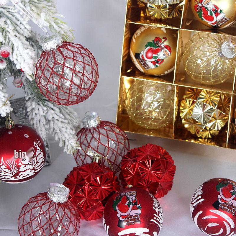 Boxed Set of 9 Rose Gold Christmas Tree Ornaments, 8cm
