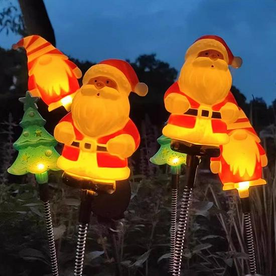 Solar Swinging Gnome Santa Ground Light for Christmas Decorations