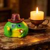 Frog Figurine Funny Smoke Frog Solar Garden Light Resin Waterproof Collectible Animal Ornaments for Patio Balcony Yard Garden