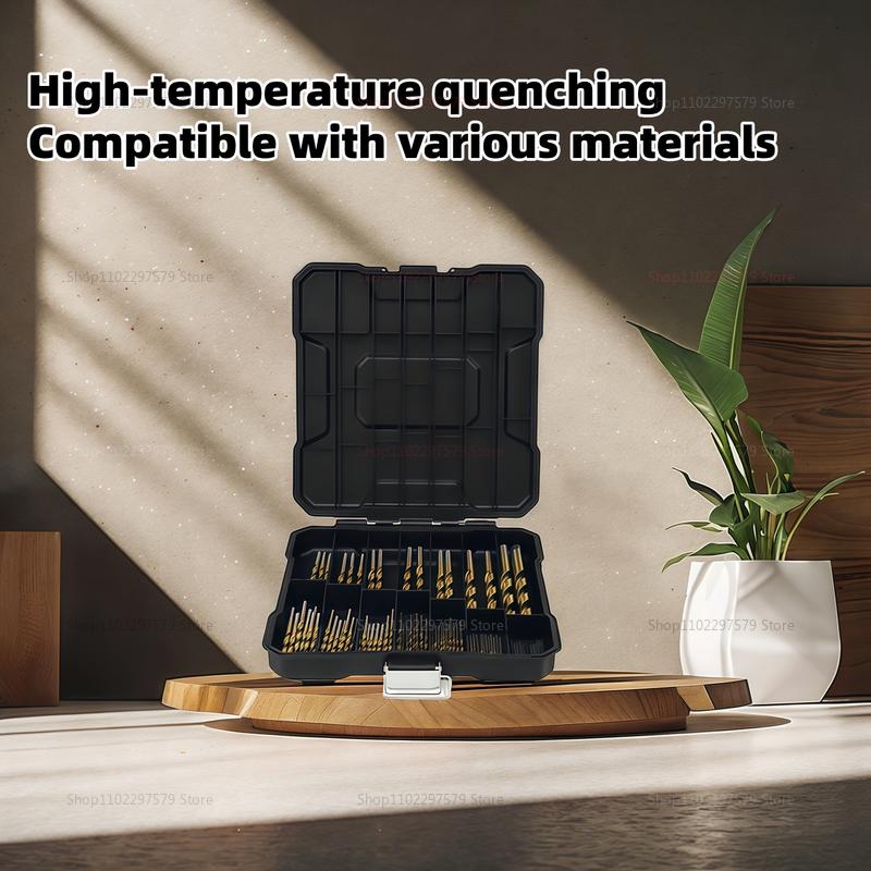 99 Pieces Titanium Twist Drill Bit Set High Speed Steel 1/16 To 3/8 Inch for Wood Cast Iron Durable Anti Rust