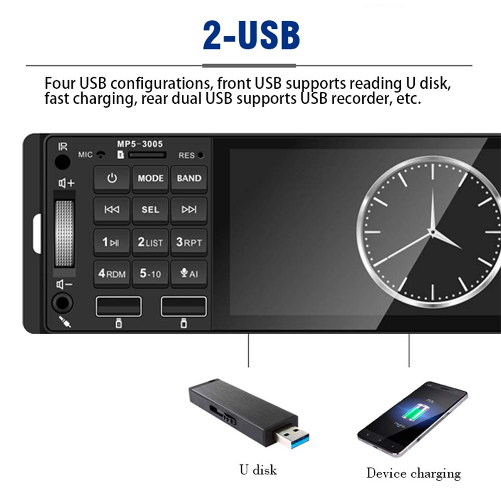 BOOMBOOST Car Audio Inch HD Car MP5 Card Player Call Support Dual USB3005 5.1 Hands-free