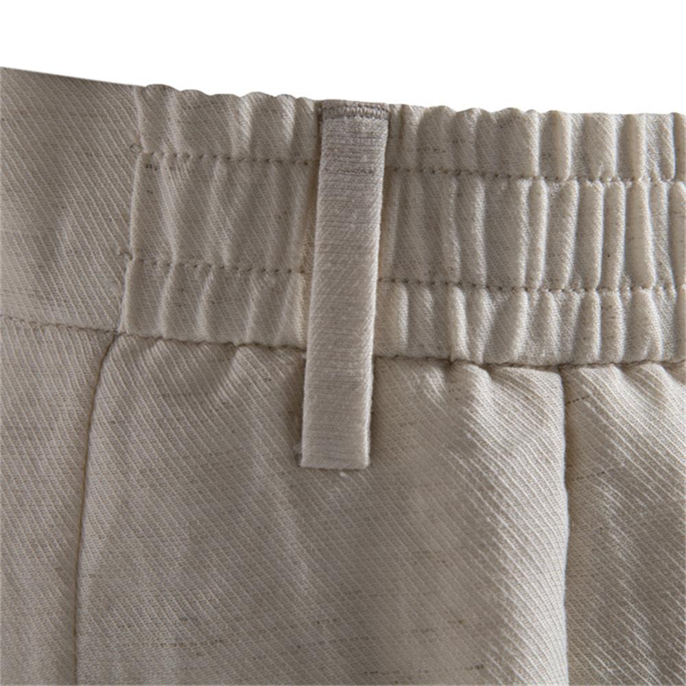 AIOPESON Comfortable Men's Shorts Solid Color Elastic Waist Multi Pocket Cotton Linen Blend Breathable Summer Shorts