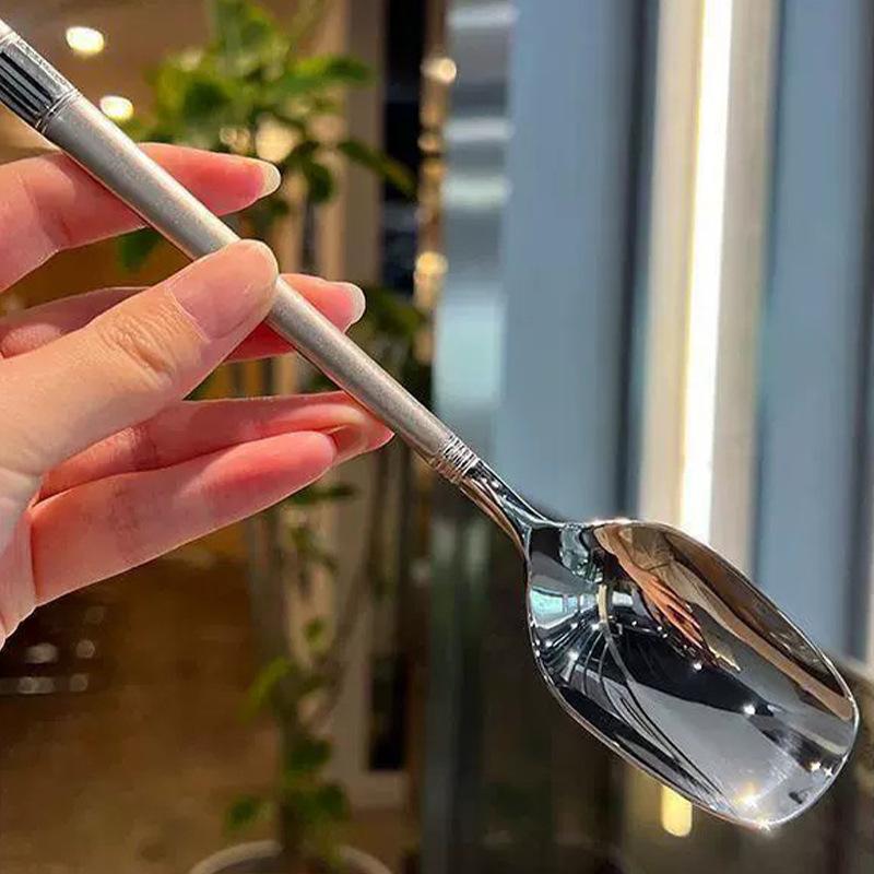 

Multi Functional Stainless Steel Spoon for Household Use Student Children Eating Spoon Thick Long Handled Spoon Coffee Spoon