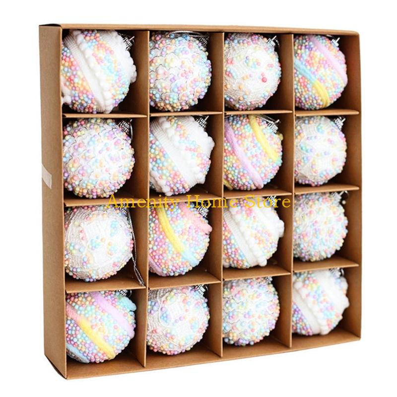 

F26C Holiday Foam Ball Decorations 6cm/8cm Colorful Spots Sphere Easy Hanging Christmas Tree Ornaments Indoor Outdoor Event