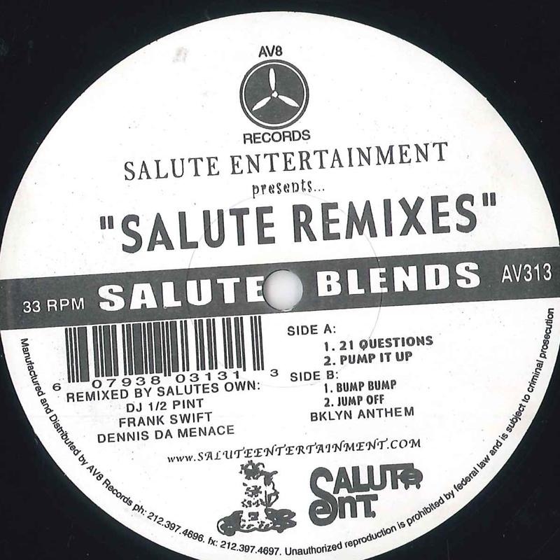 

12inch Record SALUTE BLENDS - Salute REMIXES AV313 AV8 2003 US Rap & Hip-Hop/R&B Used