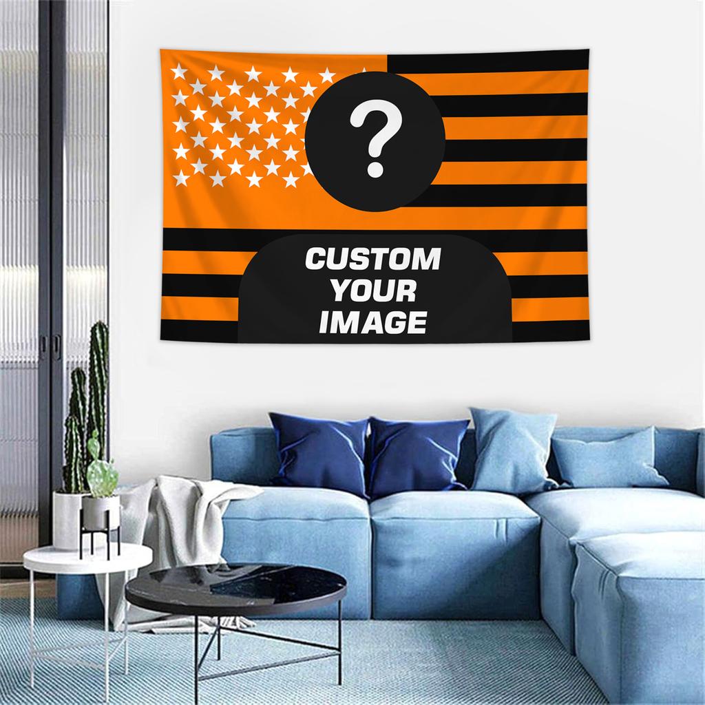 1pc Personalized Photo Customized American Flag Tapestry, Room Decoration Banner Tapestry Customized for Family, Pets, Idols