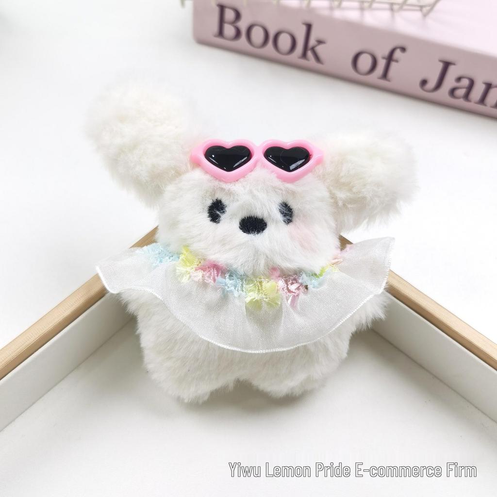 Flying Rabbit Plush Pendant: Cute Bow & Sunglasses Keychain - Perfect Small Gift or Souvenir