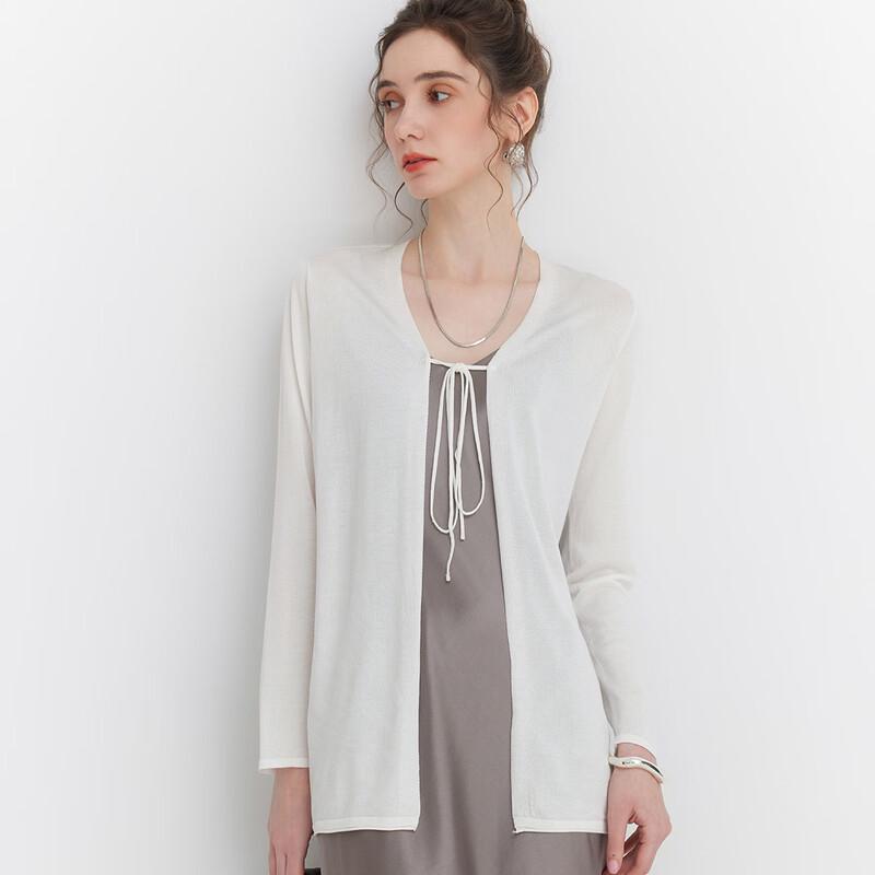 Snowforte Women s Silk Blend Tie-Knit Cardigan Shawl M