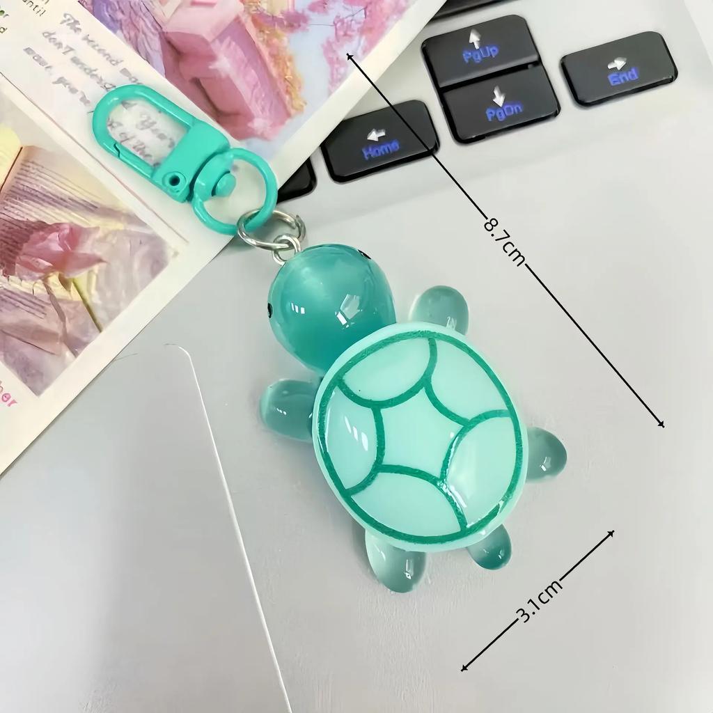 Cute Glow in The Dark Turtle Keychain for Women Girls Backpack Pendant Colorful Tortoise Keyring Student DIY Accessories Gift
