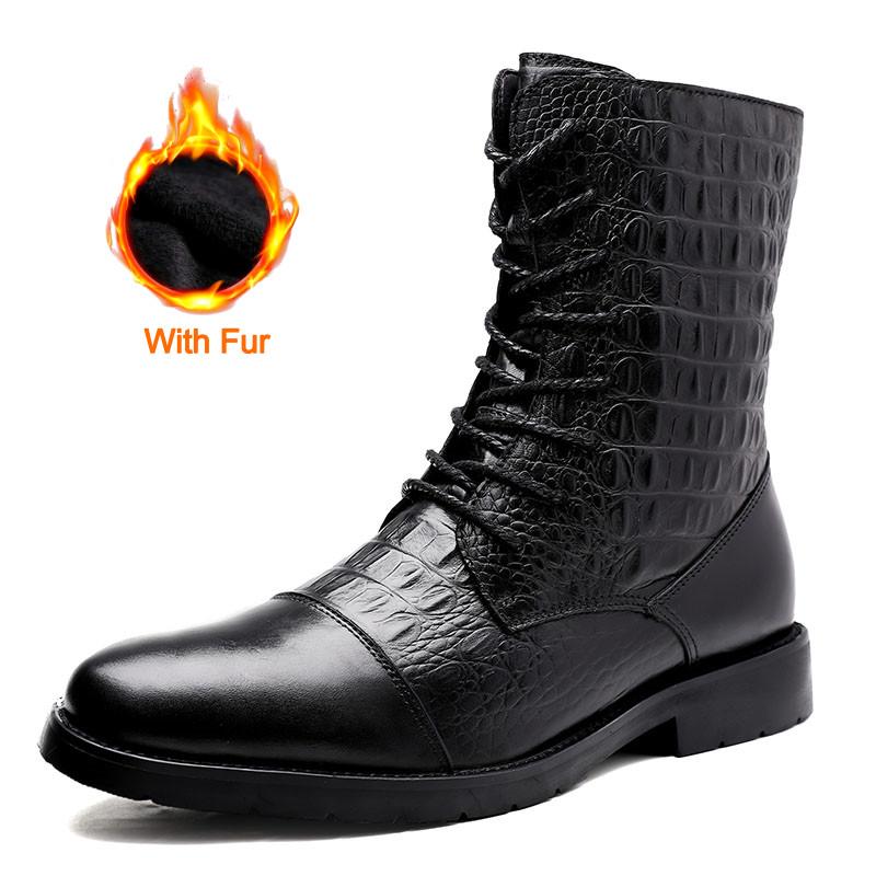 

Модные мужские кожаные ботинки Трендовые черные мотоботы Высокое качество Боевые ботинки Повседневная мужская обувь Нескользящие тактические армейские ботинки 47