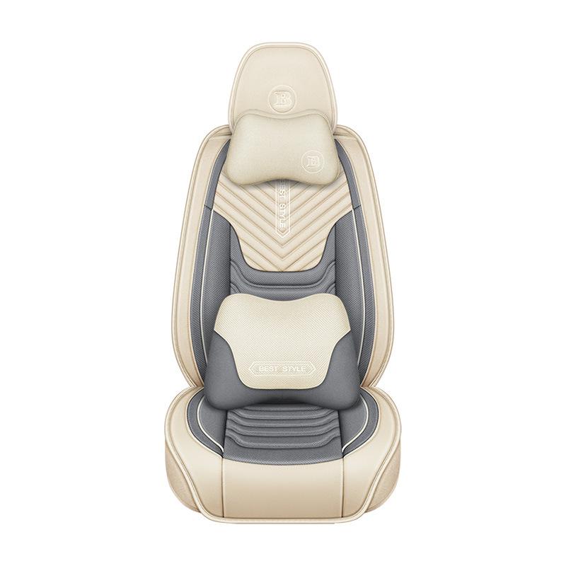 All-Season Linen Car Seat Cushion - Full Coverage & Universal Fit
