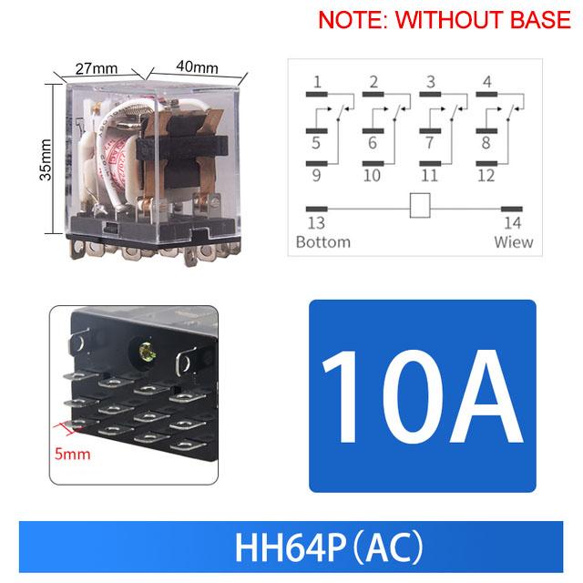 10 STÜCK Miniatur Steuerkleinrelais mit Sockelbasis AC 110V 220V DC 12V 24V HH52P HH53P HH54P HH62P HH63P HH64P