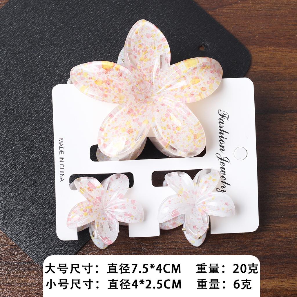 2025 New Egg Flower Grab Clip Retro Color Flower Hair Claw Clip Lady Side Grab Half Grab Back Head Shark
