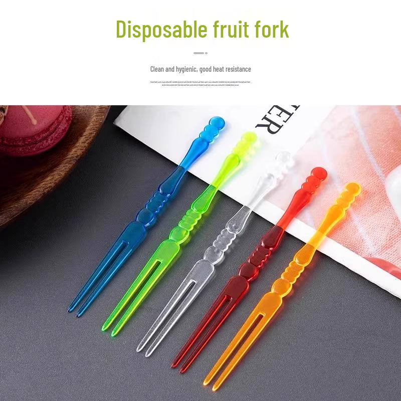 Cute Cartoon Disposable Plastic Fruit Forks - Safe for Kids