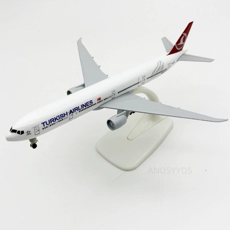 20cm Collection Model B777 Turkish Airways Aircraft Diecast Metal Alloy 1/400 Scale Plane Aviation Ornament With Airplane Stand