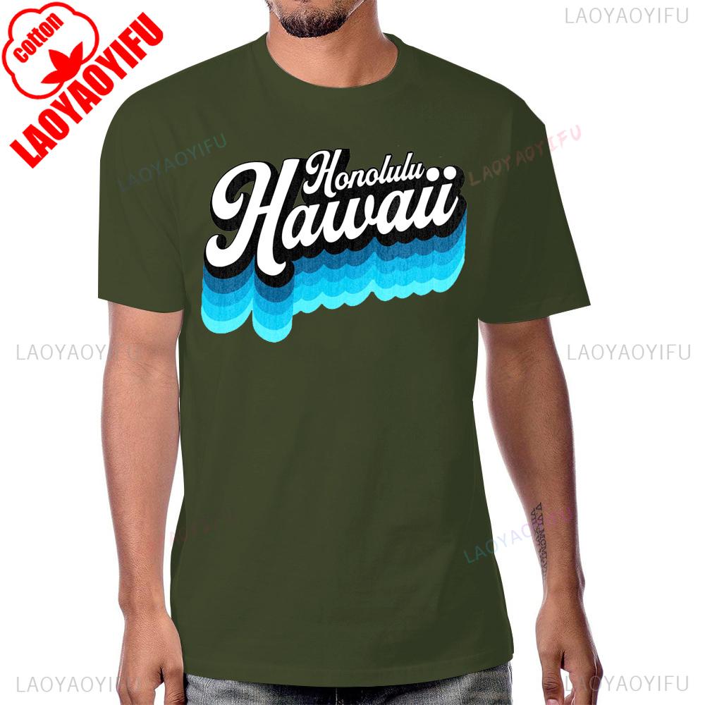 Summer Style Casual Cotton OAHU Honolulu HAWAII Tshirt Streetwear Short Sleeve Man Tshirt Harajuku Hip Hop Breathe Comfort Tees