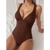Sexy V-neck One-piece Swimsuit Women's New Solid Color Bikini Beach Hot Spring Swimsuit