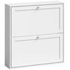 Shoe Cabinet With 2 Flip Compartments Adjustable Shelves For Up To 8 Pairs Of Shoes White