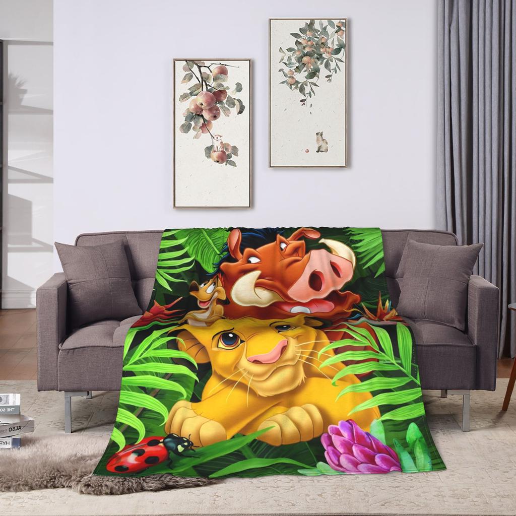 Warm BlanketGirls Boys Decorative Simba Lion King Throw Blanket  Flannel Bedspread Chair Sofa Bed Street Trend Sofa Bed Cover