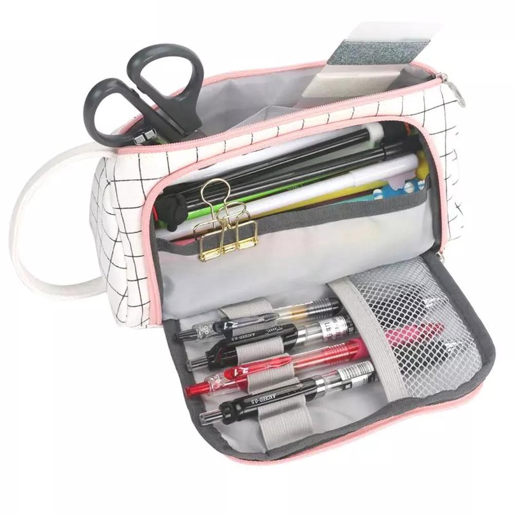 

Double Layer Portable Pencil Organizer Handheld Pencil Case Pen Pouch Stationery Bag Pencil Bags