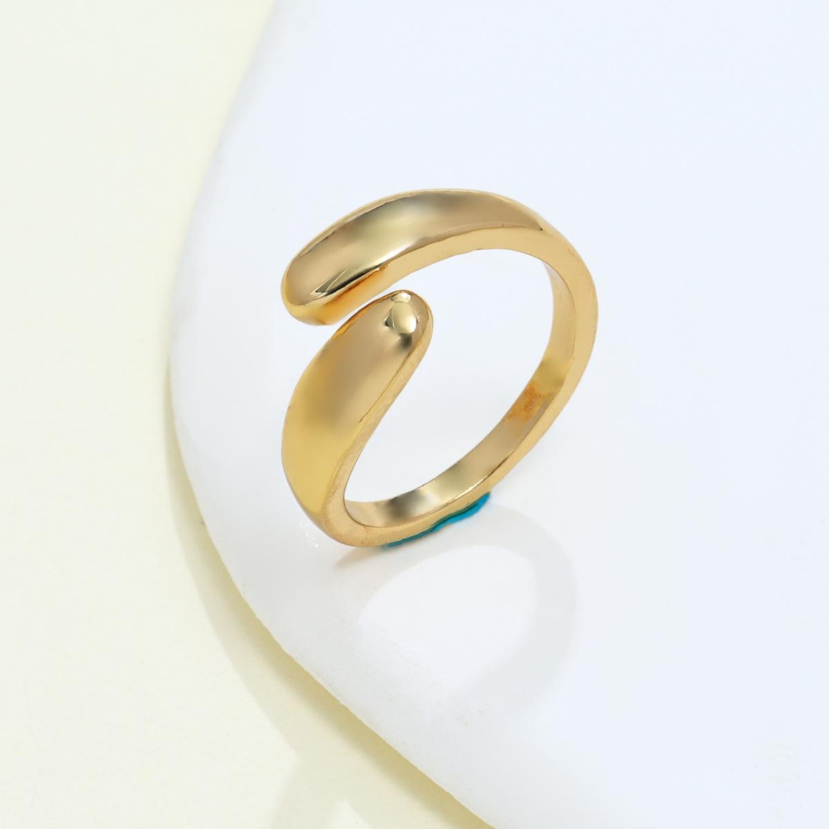 Heavy Metal Temperament Geometric Ring Glossy Water Drop Collar Bracelet Earrings Jewelry Set