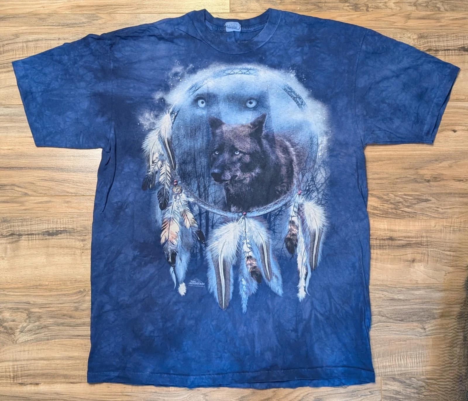 Quail Hollow Shirt Men’s Unisex XL Dreamcatcher Blue Tye Dye Wolf Graphic COTTON XL