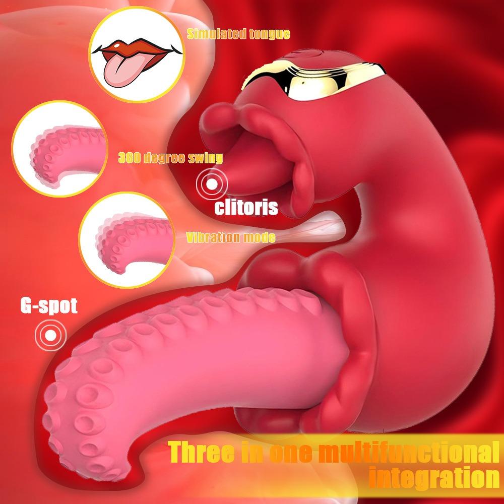 Tongue Licking Vibrator for Women G Spot Dildo Vibrating Masturbator Realistic Silicone Waterproof Adult Sex Toys
