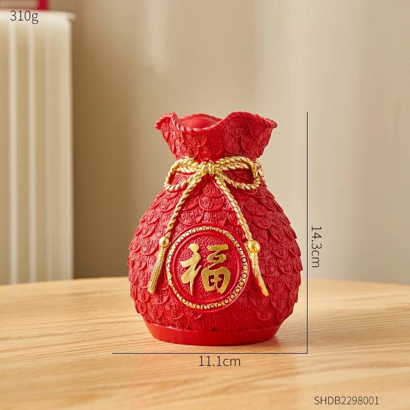 Creative New Year Living Room Decoration Gold Wheat Holly Fortune Fruit Vase Flower Arrangement Dry Flower Bag Vase