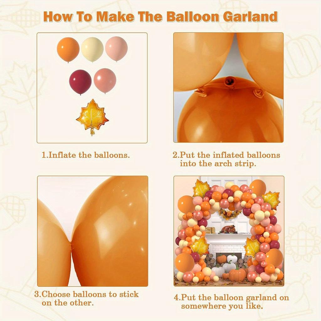 151 Pieces Fall Balloon Wreath Arch Set for Thanksgiving Decoration Balloons Thanksgiving Party Fall Patio Harvest Festival