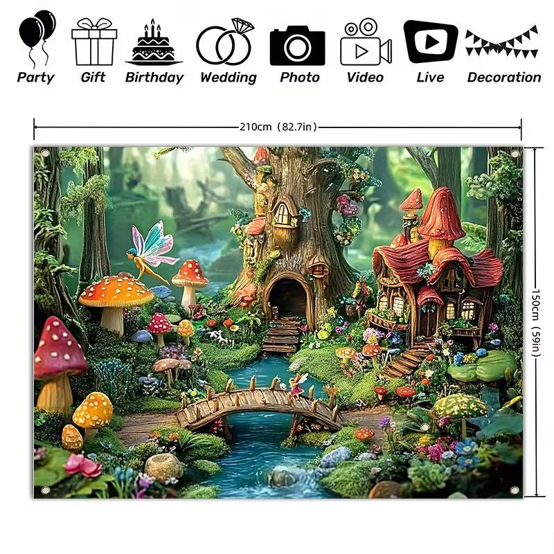 2D Magisches Pilzhaus Kulisse für Kinder Märchenbuch Fotoshooting