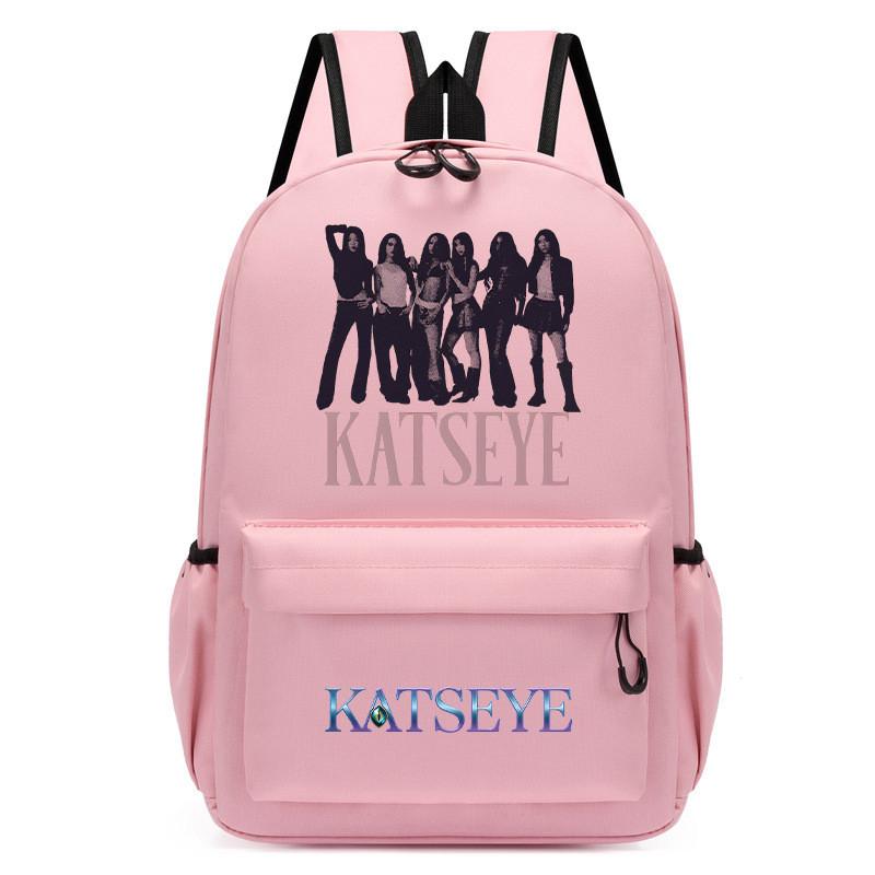 

60123-3 Black Pink KATSEYE Printed Backpack Student School Waterproof Small Bag