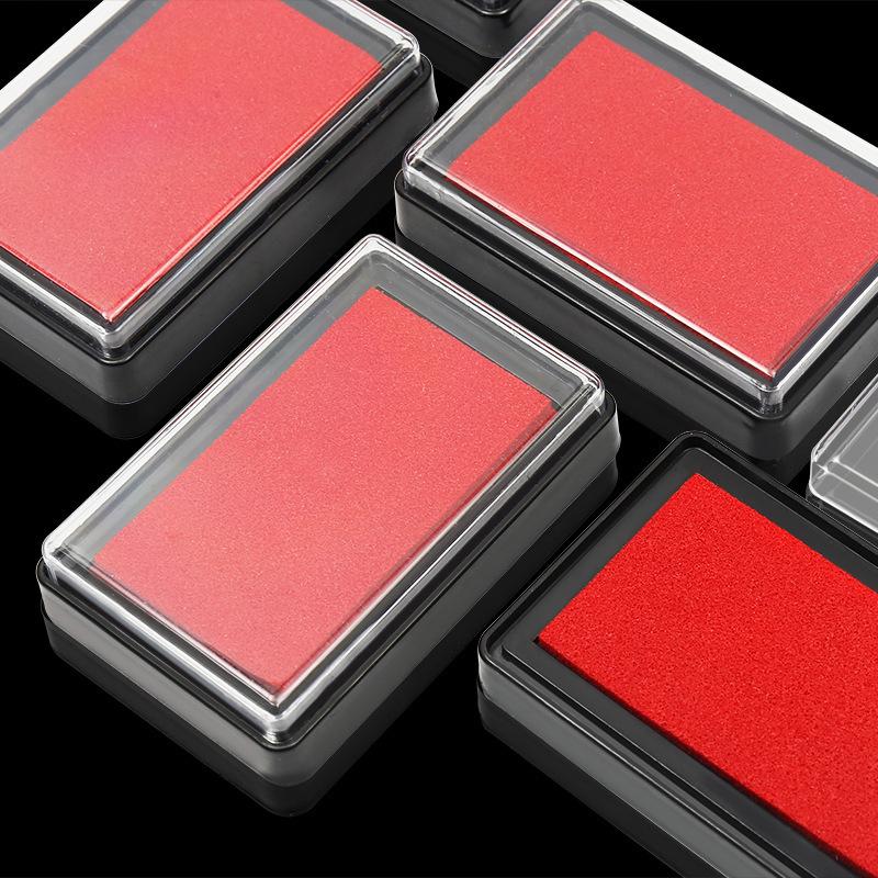 Quick-Dry Red Square Ink Pad for Office Stamping & Fingerprints