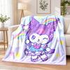 Kuromi Flannel Throw Blanket Soft Warm Cozy For Sofa Bed Indoor Home Bedroom Use