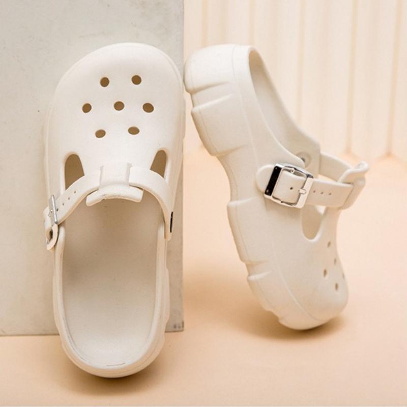 

Fashion Women Shoes 2025 Summer new Platform Height Increase Buckle Strap Mary Jane Shoes Outdoor Fashion Non Slip Beach Half Drag Shoes 39-40