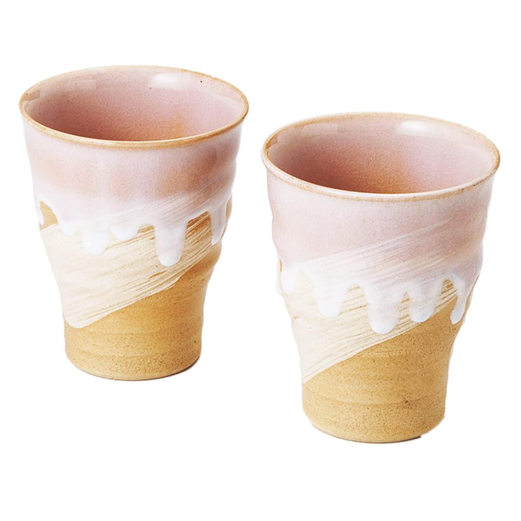 Japanese Tosai Tsubakihide Kiln "Hagino Shizuku" Free Cup Pair M54375400