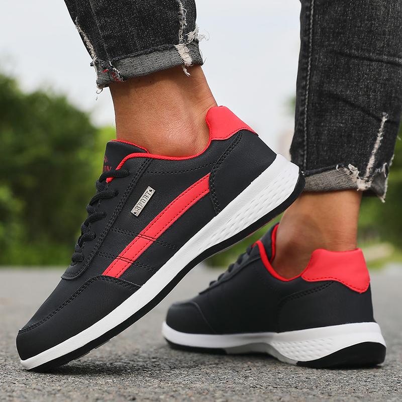 Men's Casual Sneakers Outdoor Breathable Light Bottom Running Shoes Mens Pu Leather Sports Shoe Non-Slip Footwear Tennis for Men