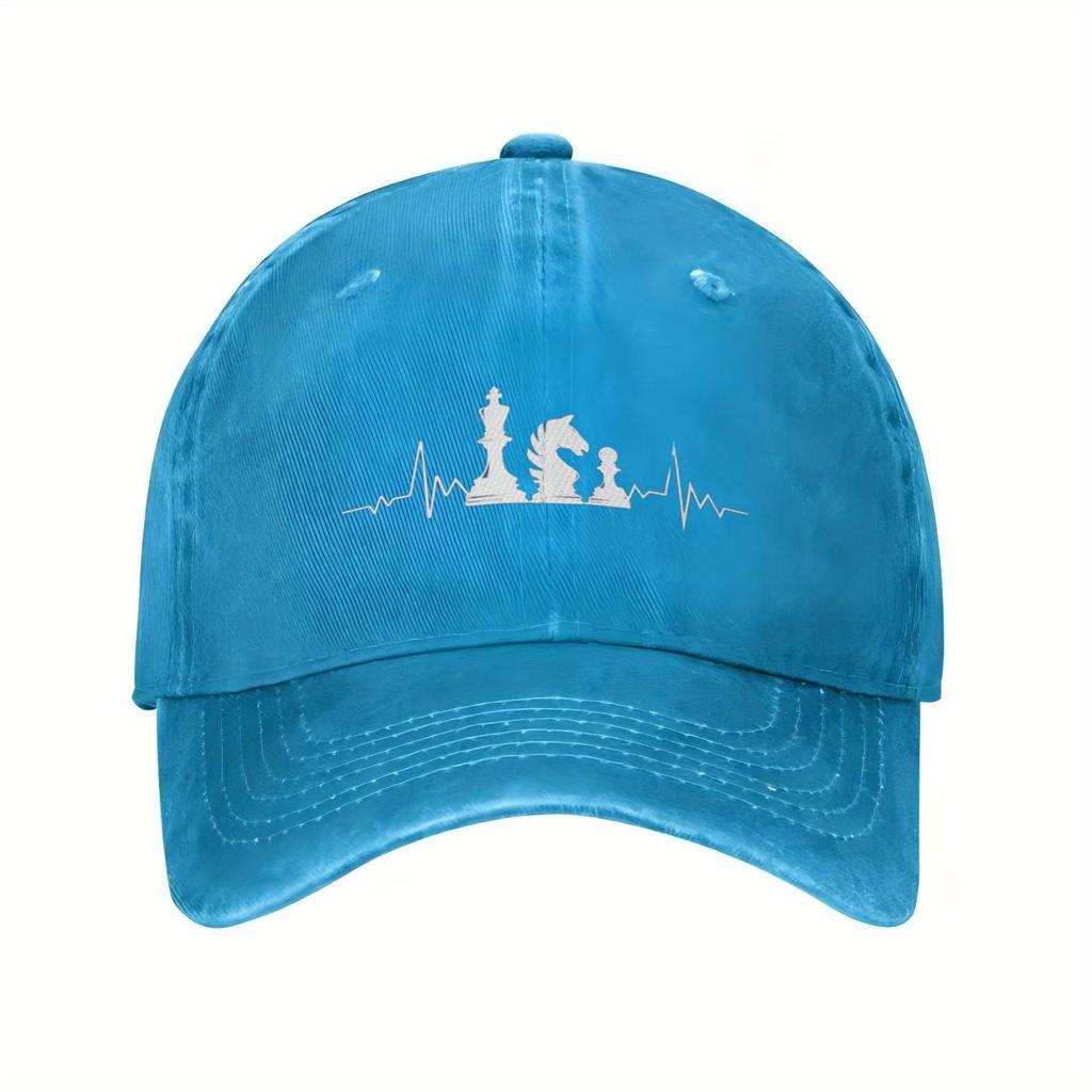 Chess Heartbeat EKG Print Baseball Cap Unisex Adjustable Breathable Cotton Casual Hat for Chess Players