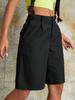 Rose Beauty A Street Casual Solid Elastic Drawstring Waist Baggy Wide Leg Cargo Shorts Spring Outdoor Outfits