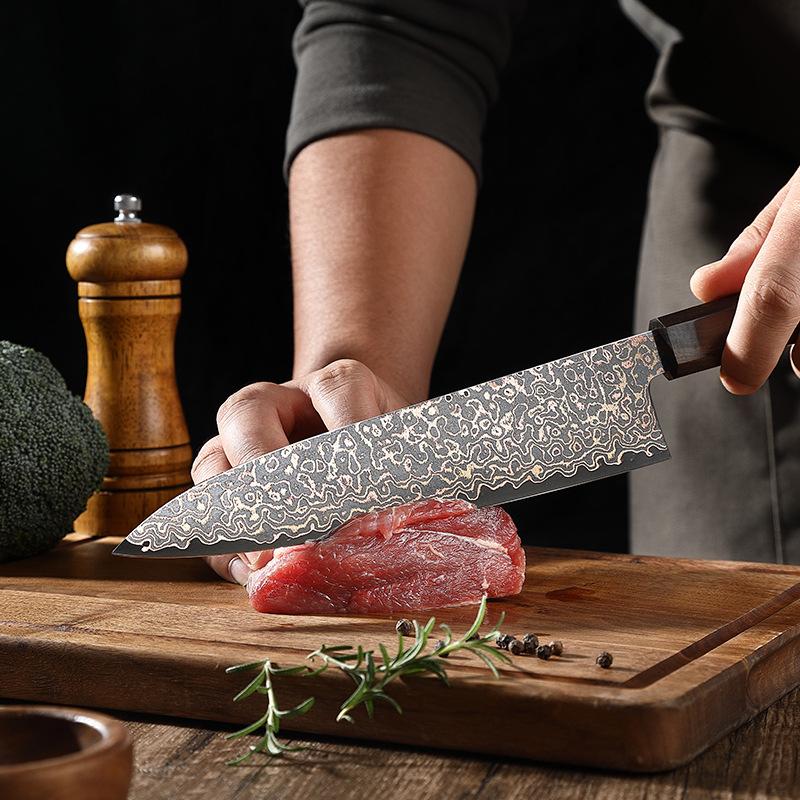 Nuovo Set Rame Tricolore 67 Piani Acciaio di Damasco Coltello da Cucina Coltello da Chef Coltello Santoku Strumento da Cucina Forte e Affilato