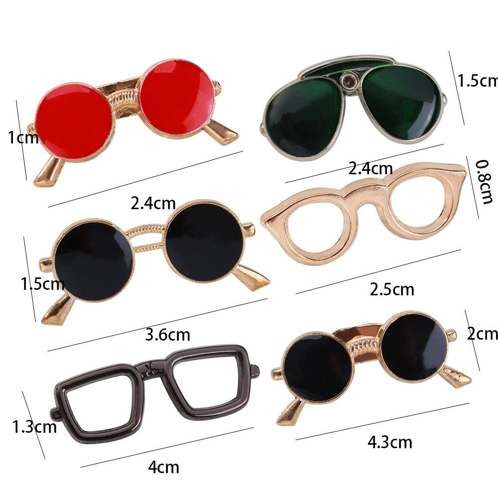 Retro Suit Accessories Sunglasses Shape Enamel Pins Shirt Brooch Collar Pins Badge Glasses Brooch