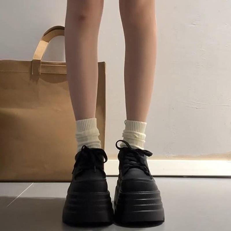 Platform Thick Bottom Women Mary Jane Shoes Fashion Shallow Lace Up Pumps Ladies Concise Outdoor College Style Shoes