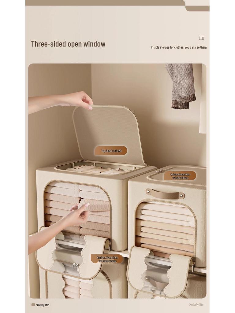 Large Foldable Storage Box for Clothes and Quilts - Visible and Durable Organizer Bin