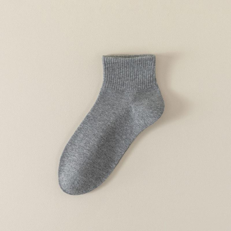 Short Socks, Solid-colored Cotton Socks for Autumn Girls, Women's Double-bar Striped Sweat-absorbing Boneless Sports Socks, Versatile Women's Socks