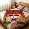 Cartoon C-Courage.t-the.C-Cowardly.D-Dog Throw High-Density Short Plush Blanket Soft Skin-Friendly for Sofa Nap Room