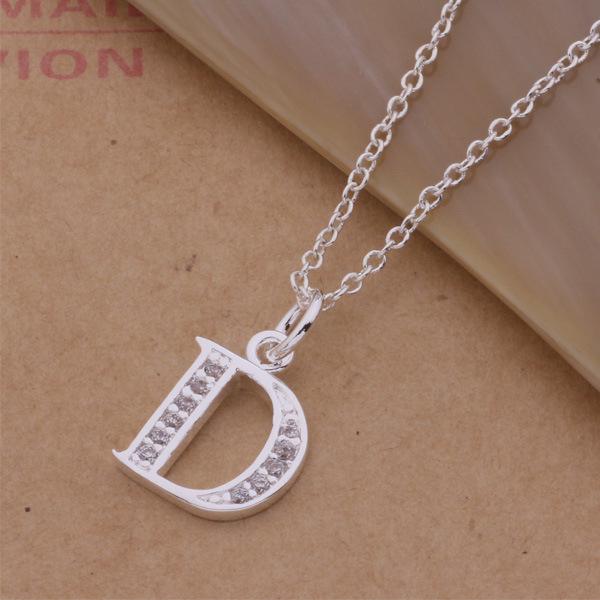 925 Silver Plated Korean Style 'D' Necklace Jewelry